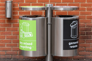 General waste and recycling bins