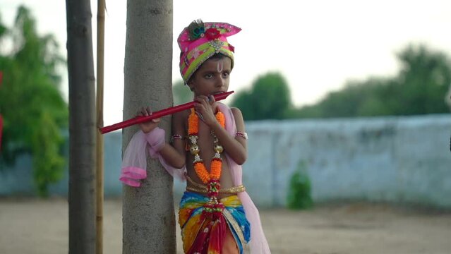 Lord Krishna in Happy Janmashtami festival of India. Dahi handi festival of happy shree krishna janmashtami.
