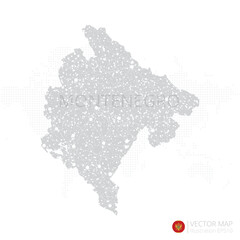 Montenegro grey map isolated on white background with abstract mesh line and point scales. Vector illustration eps 10	