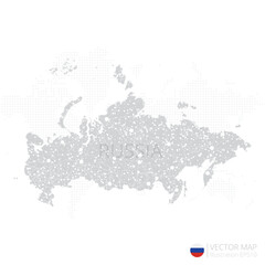 Russia grey map isolated on white background with abstract mesh line and point scales. Vector illustration eps 10	