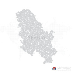 Serbia grey map isolated on white background with abstract mesh line and point scales. Vector illustration eps 10	