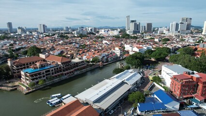 Malacca, Malaysia - October 16, 2022: The Historical Landmark Buildings and Tourist Attractions of Malacca