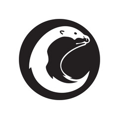 Seal animal silhouette logo circle design