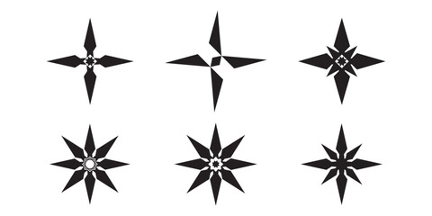 compass silhouette icon set. travel adventure direction. navigation of south east west and north arrow