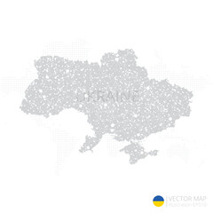 Ukraine grey map isolated on white background with abstract mesh line and point scales. Vector illustration eps 10	