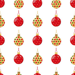 pattern of red and gold Christmas colored balloons with ribbon for festive packaging