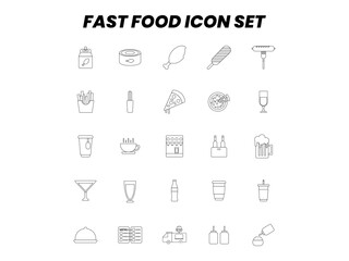 Fast Food Icon set for website, symbol, UI