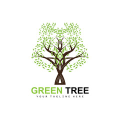 Obraz premium Tree Logo, Green Trees And Wood Design, Forest Illustration, Trees Kids Games