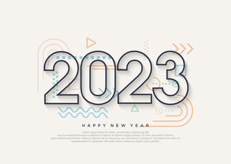 Happy new year 2023 number 3d in blue and yellow.