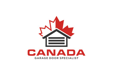 Canada maple leaf logo design garage house building warehouse icon symbol garage door construction