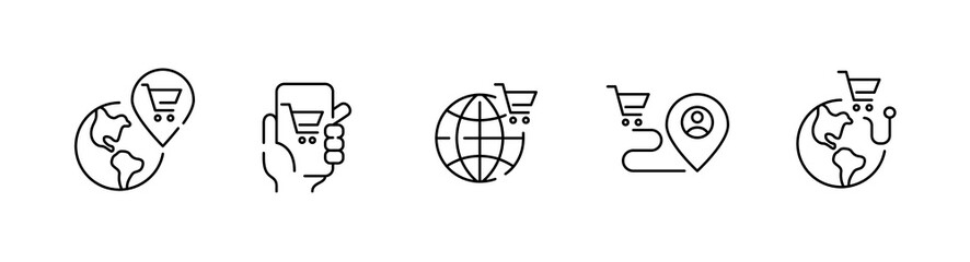 International shipment, worldwide delivery form online stores. Pixel perfect, editable stroke icon