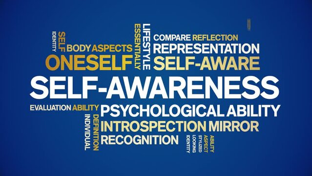 Self-Awareness  animated tag word cloud;text design animation kinetic typography seamless loop.