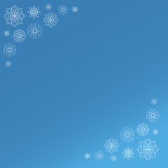 Snowflakes Frame on the blue background.