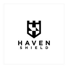 Fototapeta premium Heraldic Letter H monogram. Elegant minimal logo design. Letter H, Crown, Shield.