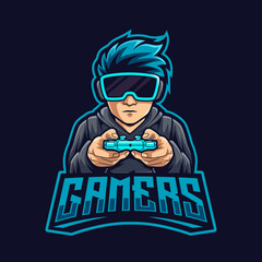 gamer player logo mascot vector illustration