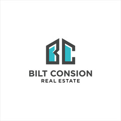 BC Logo.BC Letter with Home Design Vector Illustration Modern Monogram Icon.