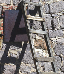 old abandoned building with a ladder