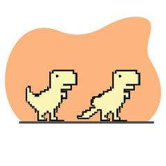Vector Dinosaur pixel 8 bit concept. No internet connection or lost connection in browser internet