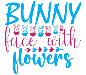 Bunny face with flowers, Easter SVG Design, Easter Cut File, Easter SVG, Easter T-Shirt Design, Easter Design, Easter Bundle
