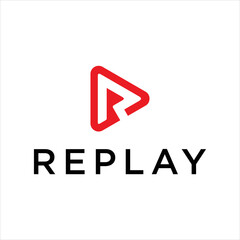 letter R with play iocon  logo design inspiration