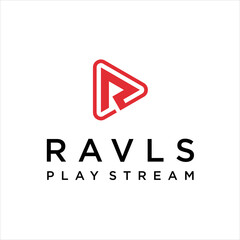 letter R with play iocon  logo design inspiration