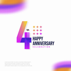 Obraz premium 4 Year Anniversary Icon Vector Template Design Illustration