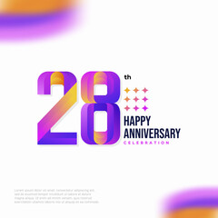 28 Year Anniversary Icon Vector Template Design Illustration