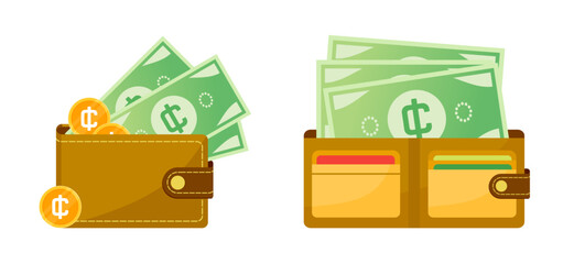 Wallet with Ghanaian Cedi Money