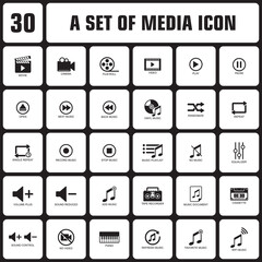 set of media music icon , multimedia icon