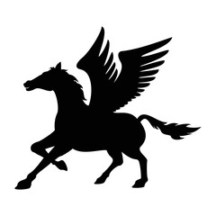 Pegasus silhouette design. mythology animal vector illustration. horse wit wings icon, sign and symbol.