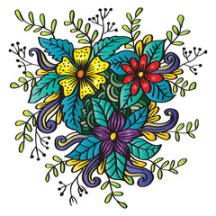 Doodle art flowers zentangle floral illustration