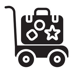luggage cart glyph icon