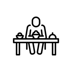 Black line icon for ate dinner