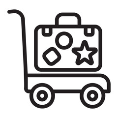 luggage cart line icon