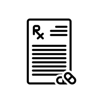 Black line icon for rx  prescription