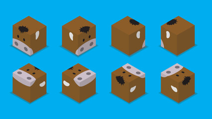 Animal Dice 3D Characters Animal Bull Cartoon Vector