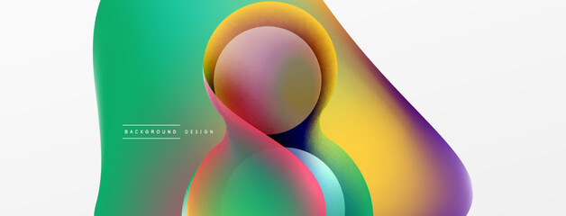 Fluid abstract background, round shapes and circle flowing design for wallpaper, banner, background or landing