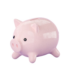 3d pink ceramic Piggy bank. Business, saving, money, banking, finance investment and services concept. Realistic 3d isolated high quality render