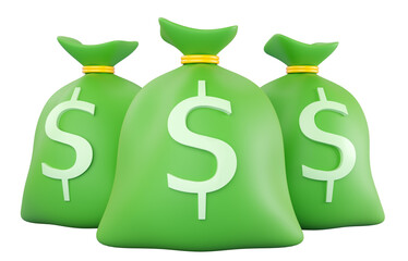 3d green plastic Money Bag with dollar sign. Business, saving, money, banking, finance investment and services concept. Profit and growth design idea. Realistic 3d isolated high quality render