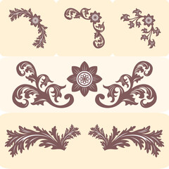 set of floral elements