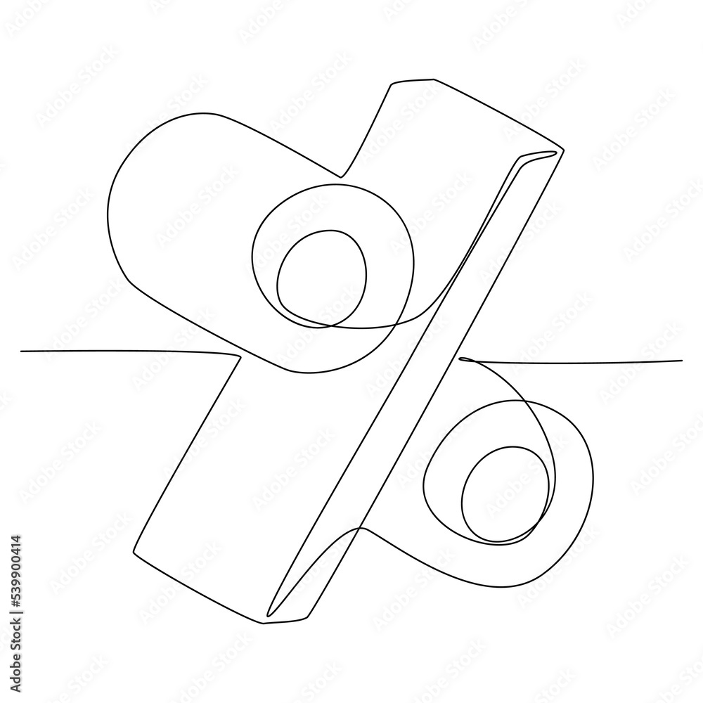 Poster one continuous line of percentage sign. thin line illustration vector concept. contour drawing creat