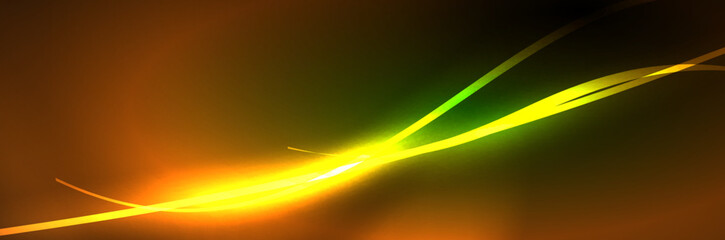 Neon glowing fluid wave lines, magic energy space light concept, abstract background wallpaper design