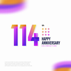 Number 114 logo icon design, 114 birthday logo number, anniversary 114