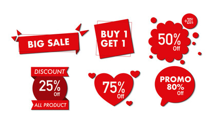 discount sticker sale and promo with red color