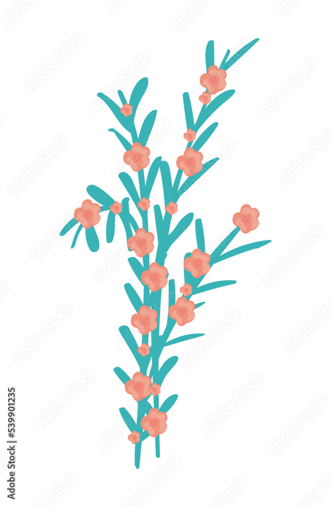 Wall mural flat flower foliage