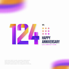 Number 124 logo icon design, 124 birthday logo number, anniversary 124