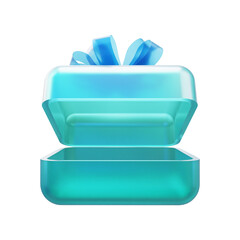 Glass gift box 3d rendering illustration