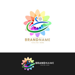 Letter Y Colorful Logo. Rainbow Y Letter Icon With Shattered Blocks.