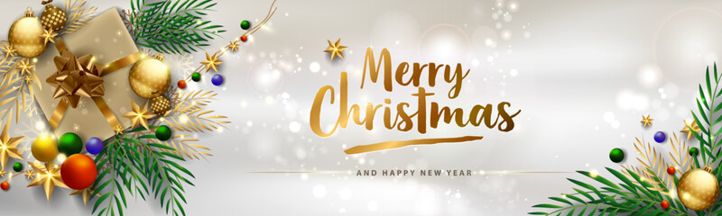 Christmas banner. Horizontal christmas posters, cards, social media, website.