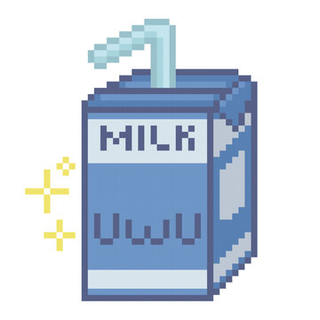 Ilustraci&oacute;n de caja de leche, arte de p&iacute;xeles